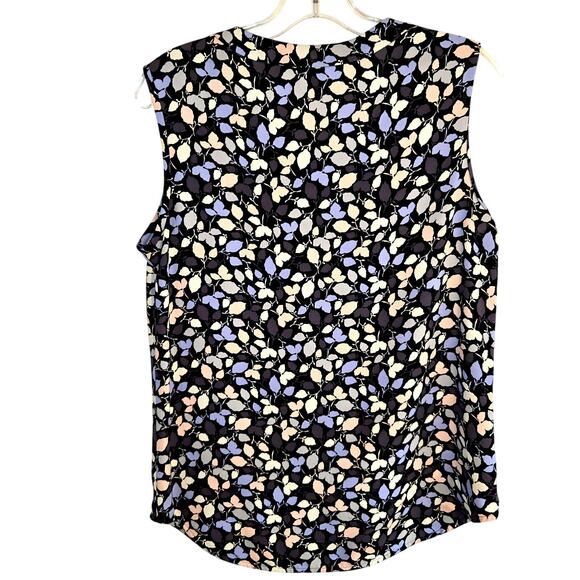 Anne Klein Small Floral Blue Women's Shirt Sleeveless Top Shell Blouse Miss 4 6 - Picture 5 of 6